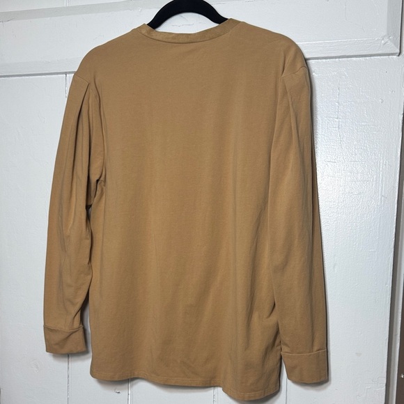 Diane Gilman Tan Faux Suede Mixed Media Long Sleeve Top with Stud Accents - Picture 3 of 7